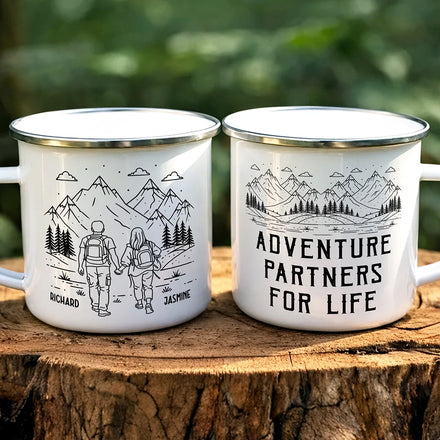 Adventure Partners For Life - Personalized Enamel Mug