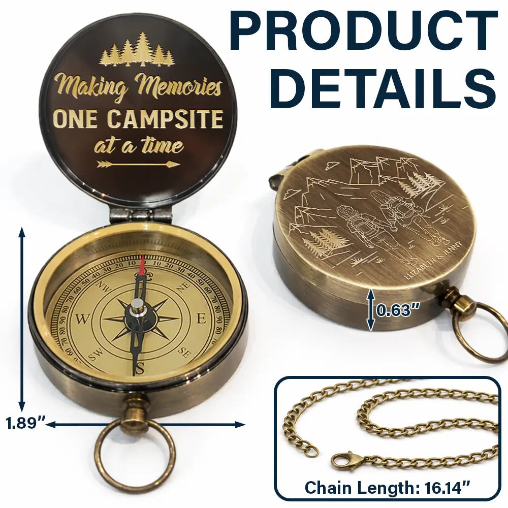 Gift For Couples,Old Couples,Gift For Husband,Gift For Wife,Gift For Boyfriend,Gift For Girlfriend,Happy - Adventure Partners For Life - Personalized Engraved Brass Compass