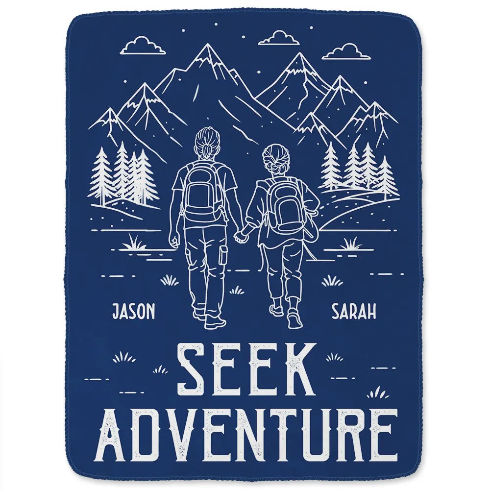 Gift For Couples,Old Couples,Gift For Husband,Gift For Wife,Gift For Boyfriend,Gift For Girlfriend,Happy - Adventure Partners For Life - Personalized Fleece Blanket, Sherpa Blanket