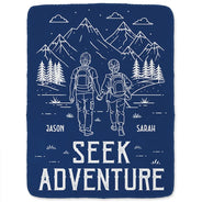 Gift For Couples,Old Couples,Gift For Husband,Gift For Wife,Gift For Boyfriend,Gift For Girlfriend,Happy - Adventure Partners For Life - Personalized Fleece Blanket, Sherpa Blanket