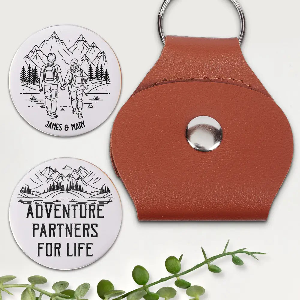 Adventure Partners For Life - Personalized Leather Pocket Hug