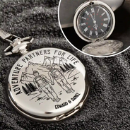 Gift For Couples,Old Couples,Gift For Husband,Gift For Wife,Gift For Boyfriend,Gift For Girlfriend,Happy - Adventure Partners For Life - Personalized Pocket Watch