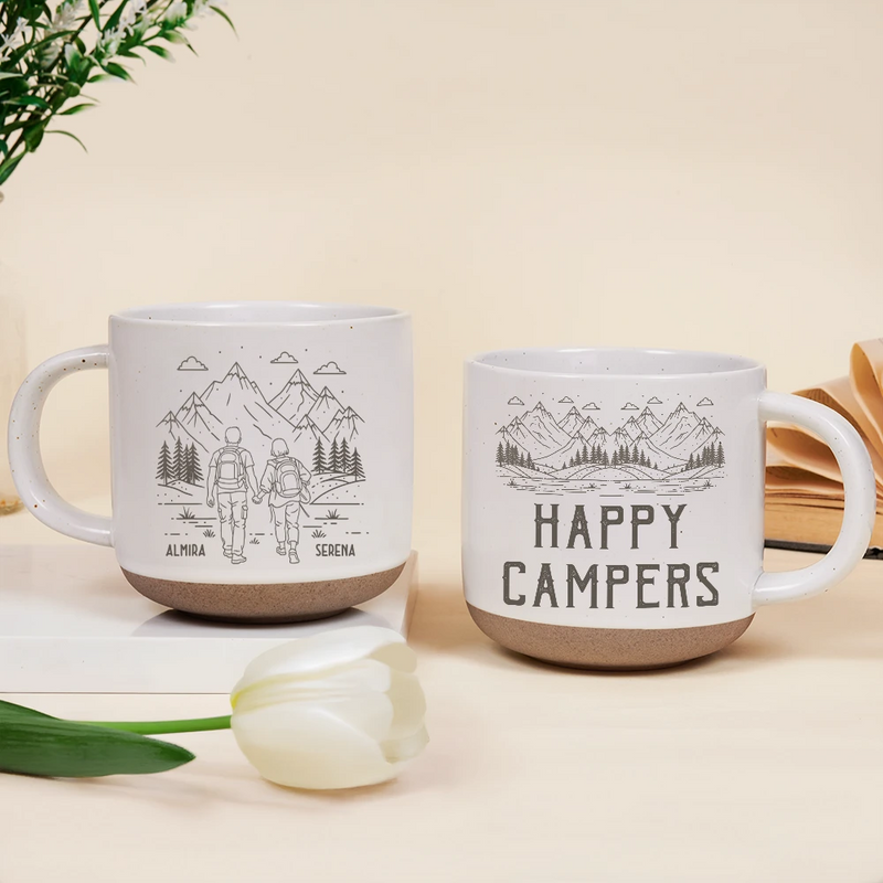 Gift For Couples,Old Couples,Gift For Husband,Gift For Wife,Gift For Boyfriend,Gift For Girlfriend,Happy - Adventure Partners For Life - Personalized Pottery Mug