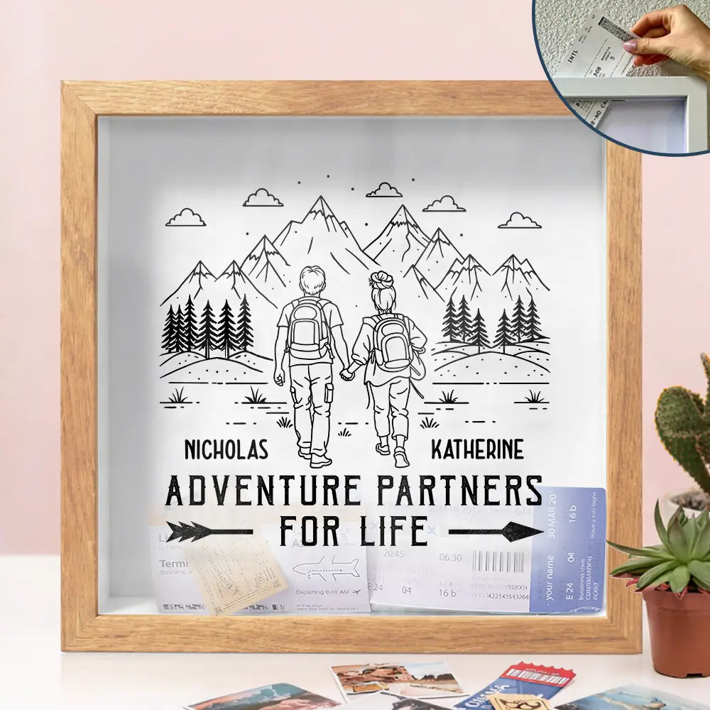 Old Couples,Gift For Husband,Gift For Wife,Gift For Boyfriend,Gift For Girlfriend,Travel,Happy - Adventure Partners For Life - Personalized Ticket Memory Box