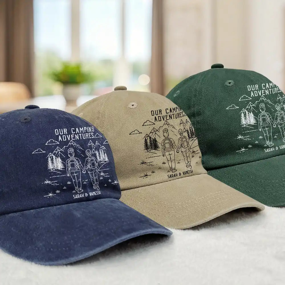 Gift For Couples,Gift For Husband,Old Couples,Gift For Wife,Gift For Boyfriend,Gift For Girlfriend,LGBT,Love - Adventure Partners For Life - Personalized Vintage Washed Denim Cap