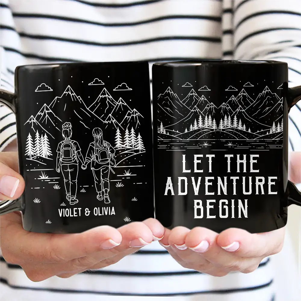 Gift For Couples,Gift For Husband,Old Couples,Gift For Wife,Gift For Boyfriend,Gift For Girlfriend,LGBT,Love - Adventure Partners For Life Couple Line Art - Personalized Mug