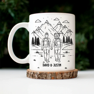 Gift For Couples,Gift For Husband,Old Couples,Gift For Wife,Gift For Boyfriend,Gift For Girlfriend,LGBT,Love - Adventure Partners For Life Couple Line Art - Personalized Mug