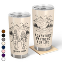 Gift For Couples,Gift For Husband,Old Couples,Gift For Wife,Gift For Boyfriend,Gift For Girlfriend,LGBT,Love - Adventure Partners For Life Couple Line Art - Personalized Tumbler