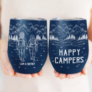 Gift For Couples,Gift For Husband,Old Couples,Gift For Wife,Gift For Boyfriend,Gift For Girlfriend,LGBT,Love - Adventure Partners For Life Couple Line Art - Personalized Wine Tumbler