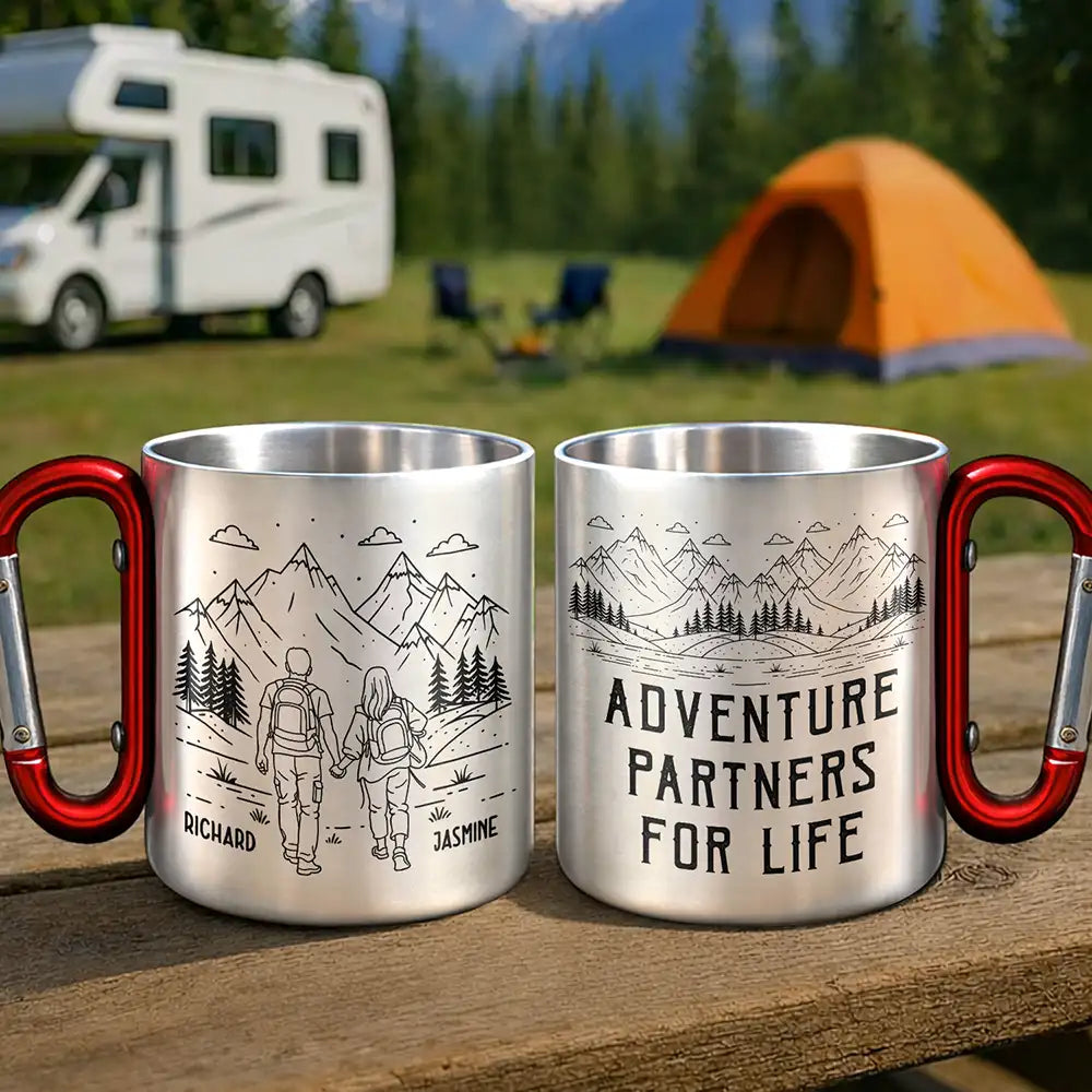 Adventure Partners For Life SKetch - Personalized Carabiner Mug