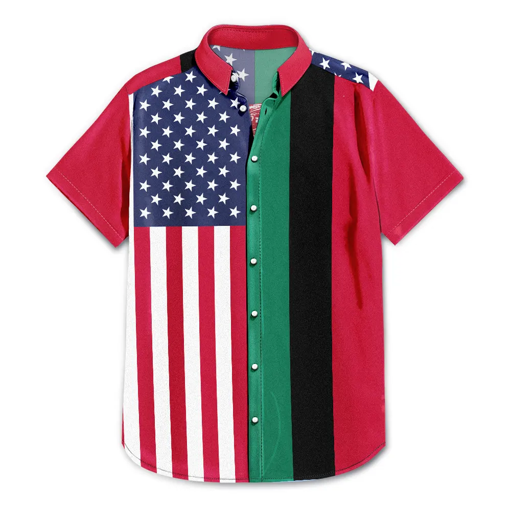 No Custom,America 250th,Independence Day - Afro American Flag 1776 Eagle America 250th - Hawaiian Shirt