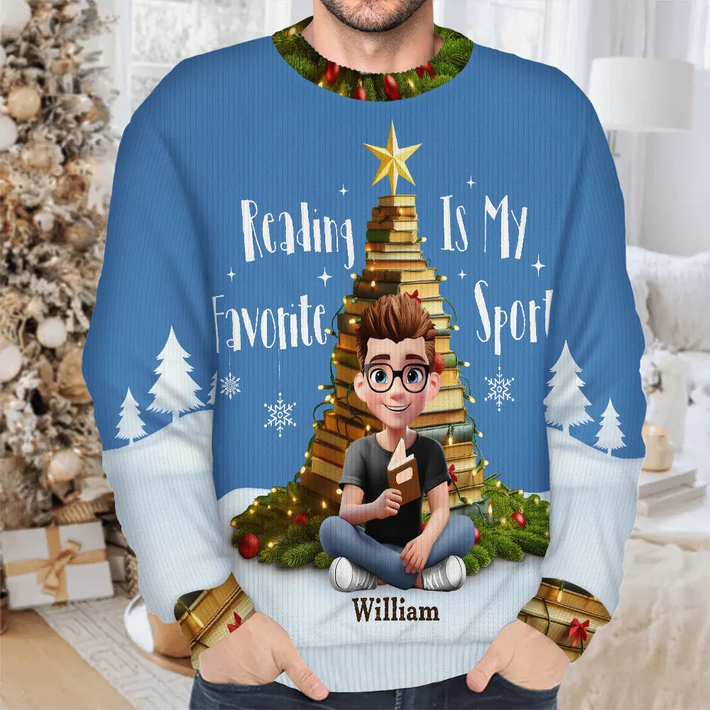 Gift For Yourself,Gift For Women,Gift For Men,Reading,Funny,Christmas - All Booked For Christmas - Personalized Unisex Ugly Sweater