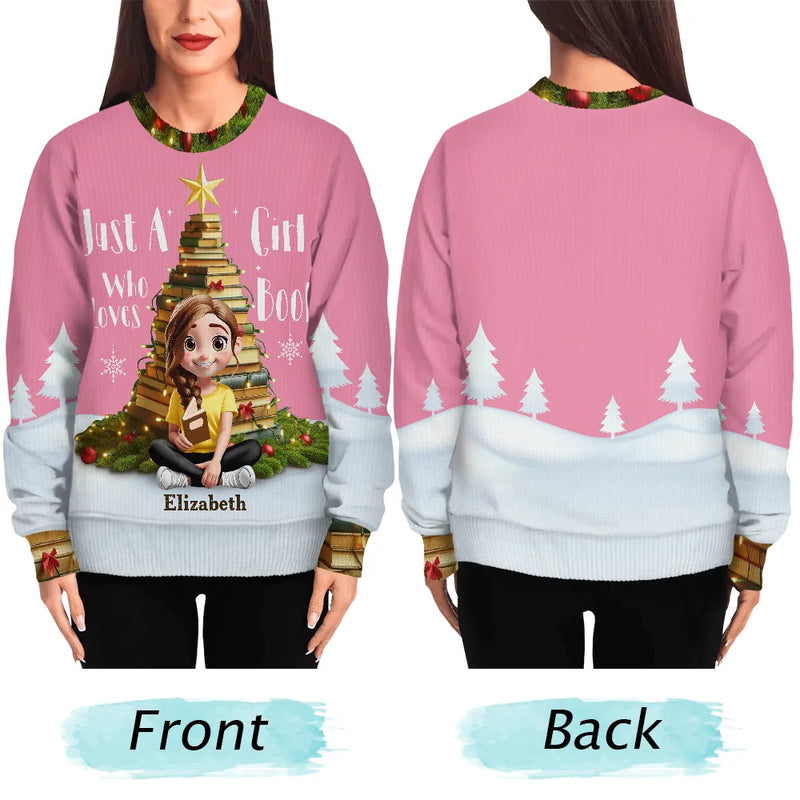 Gift For Yourself,Gift For Women,Gift For Men,Reading,Funny,Christmas - All Booked For Christmas - Personalized Unisex Ugly Sweater