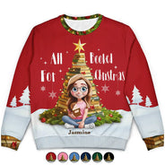 Gift For Yourself,Gift For Women,Gift For Men,Reading,Funny,Christmas - All Booked For Christmas - Personalized Unisex Ugly Sweater