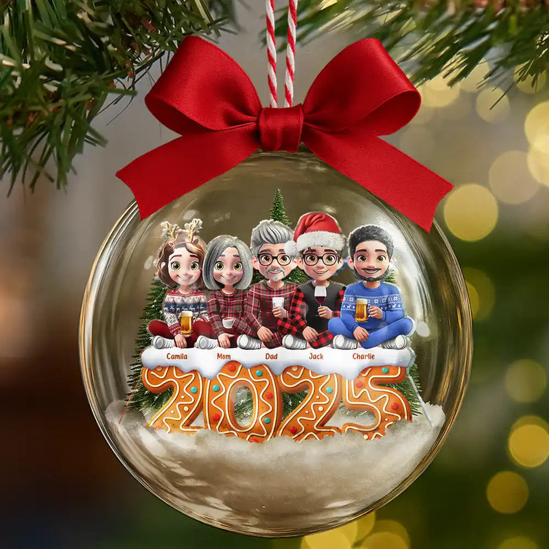 Christmas, Family, Love - All Family 3D Effect - Personalized 3D Acrylic Ball Ornament