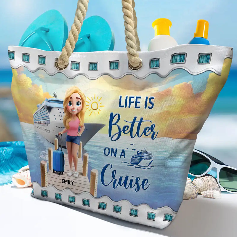 Cruising,Summer,Beach,Gift For Yourself,Gift For Women,Happy - All My Cruise Crap - Personalized Beach Bag