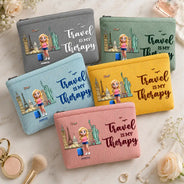Travel,Humorous,Gift For Yourself,Summer,Gift For Women,Vector - All My Travel Crap - Personalized Corduroy Makeup Bag