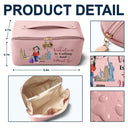 Travel,Gift For Yourself,Gift For Women,Happy - All My Travel Crap - Personalized Leather Makeup Bag