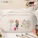 Travel,Gift For Yourself,Gift For Women,Happy - All My Travel Crap - Personalized Leather Makeup Bag