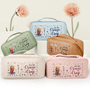 Travel, Gift For Women, Gift For Yourself, Happy - All My Travel Cruise Crap Here Birth Month Flower - Personalized Leather Makeup Bag