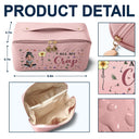 Travel, Gift For Women, Gift For Yourself, Happy - All My Travel Cruise Crap Here Birth Month Flower - Personalized Leather Makeup Bag