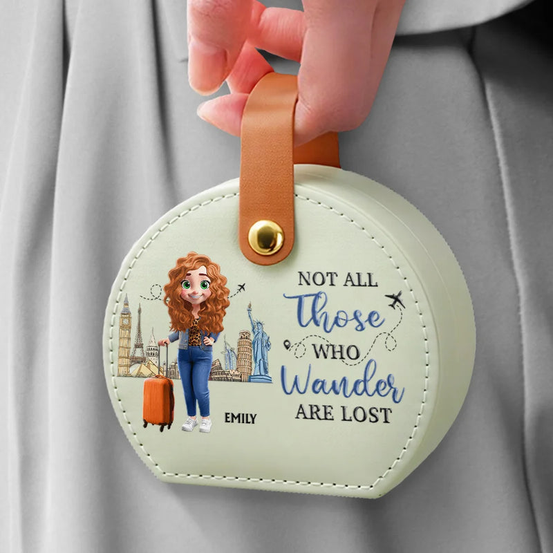 Travel,Gift For Yourself,Gift For Women,Happy - All My Travel Jewelry Stuff - Personalized Jewelry Box With Handle