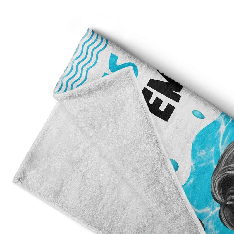 Gift For Kids, Gift For Daughter, Gift For Son, Gift For Sibling, Gift For Sisters, Gift For Brothers, Summer, Beach, Poolside, Swimming, Happy - Alphabet Kid Baby On Swimming Pool Float - Personalized Beach Towel