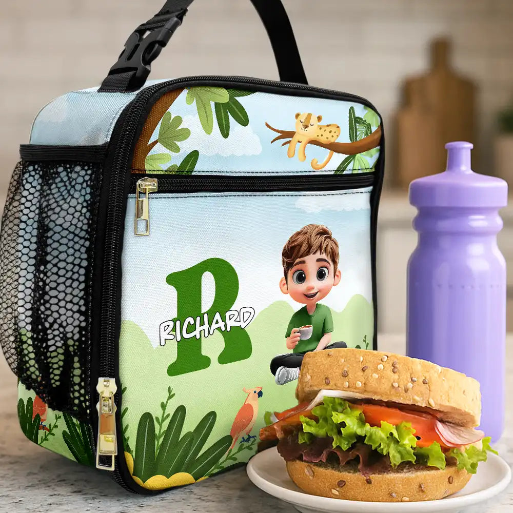 Back To School,Gift For Kids,Gift For Grandkids - Alphabet Name 3D Effect Kid - Personalized Kids Lunch Bag