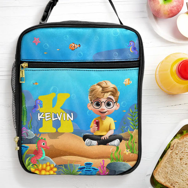 Back To School,Gift For Kids,Gift For Grandkids - Alphabet Name 3D Effect Kid - Personalized Kids Lunch Bag