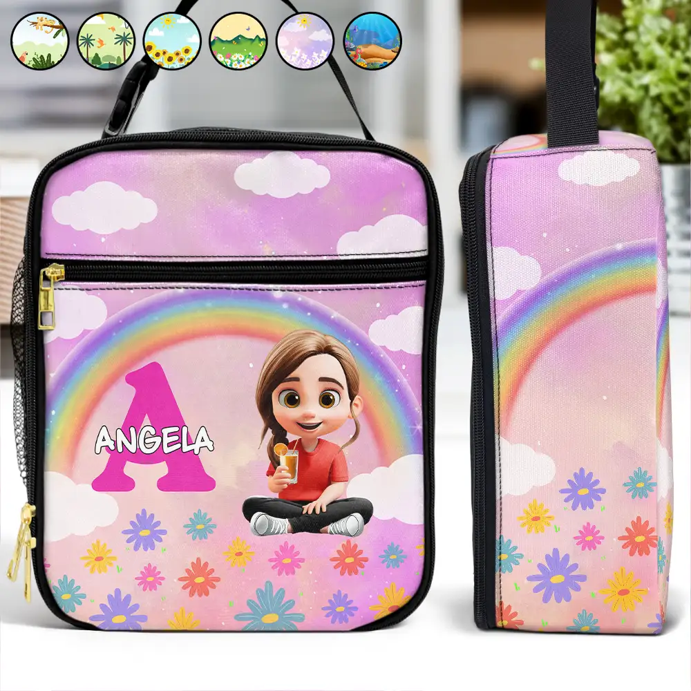 Back To School,Gift For Kids,Gift For Grandkids - Alphabet Name 3D Effect Kid - Personalized Kids Lunch Bag