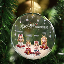 Gift For Bestie, Happy, Christmas - Always Besties 3D Effect - Personalized Circle Glass Ornament
