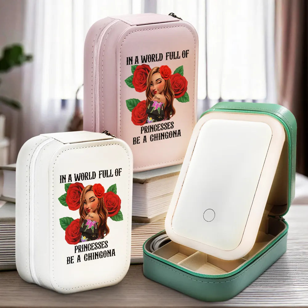 Gift For Bestie,Gift For Sisters,Gift For Yourself,Gift For Women,Happy,Hispanic - Always Chingona Sometimes Cabrona But Never Pendeja Hispanic - Personalized Makeup Box With LED Mirror