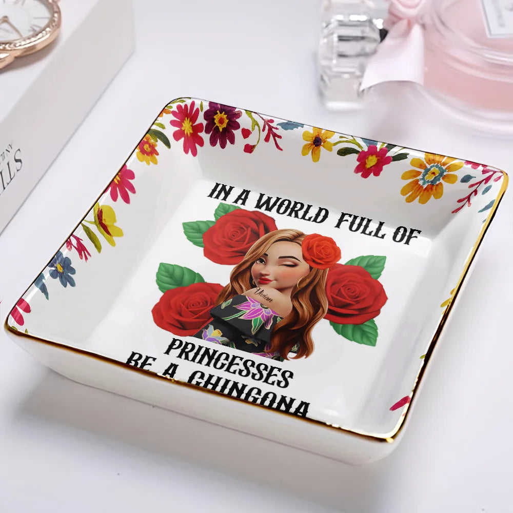 Gift For Bestie,Gift For Sisters,Gift For Yourself,Gift For Women,Happy,Hispanic - Always Chingona Sometimes Cabrona But Never Pendeja Hispanic - Personalized Ring Dish