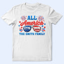 Gift For Couples,Gift For Husband,Gift For Wife,Gift For Boyfriend,Gift For Girlfriend,Parents,Gift For Yourself,Gift For Women,Gift For Men,Gift For Mother,Gift For Father,Gift For Daughter,Gift For Son,Family,Independence Day,America 250th,Happy - America 250 All American Family - Personalized T Shirt