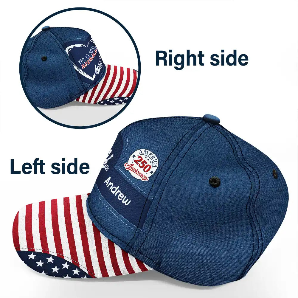 Gift For Husband,Gift For Yourself,Gift For Men,Gift For Father,Gift For Grandpa,Independence Day,Happy - America 250 Anniversary Grandpa Dad Kids Handprints - Personalized Classic Cap