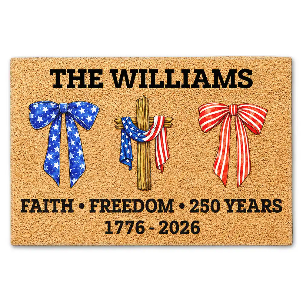 America 250 Years Of Faith Freedom - Personalized Doormat
