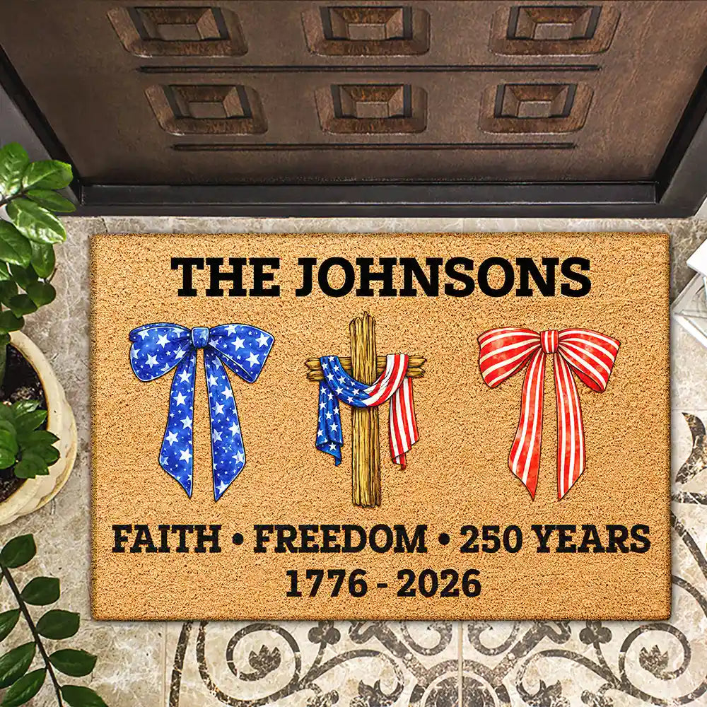 America 250th,Independence Day - America 250 Years Of Faith Freedom - Personalized Doormat