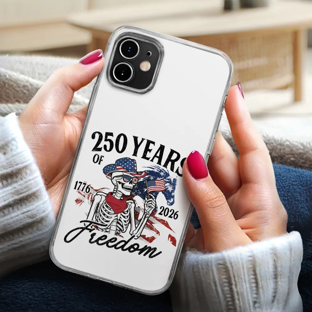 Gift For Yourself,Gift For Women,Gift For Men,Independence Day,America 250th,Happy,No Custom - America 250 Years Of Freedom Cowboy Skeleton - Clear Phone Case
