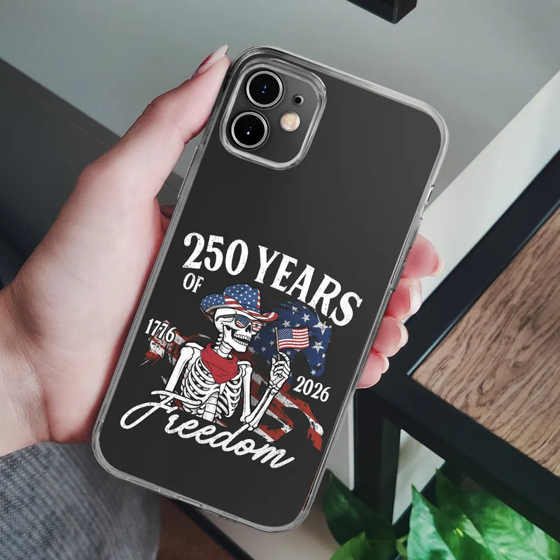 Gift For Yourself,Gift For Women,Gift For Men,Independence Day,America 250th,Happy,No Custom - America 250 Years Of Freedom Cowboy Skeleton - Clear Phone Case