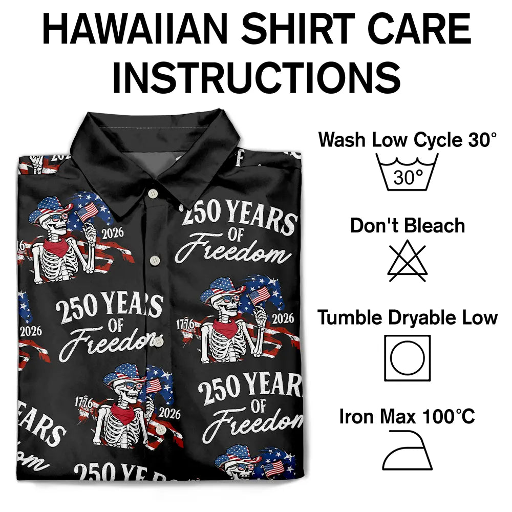 Gift For Yourself,Gift For Women,Gift For Men,Independence Day,America 250th,Happy - America 250 Years Of Freedom Cowboy Skeleton - Personalized Hawaiian Shirt