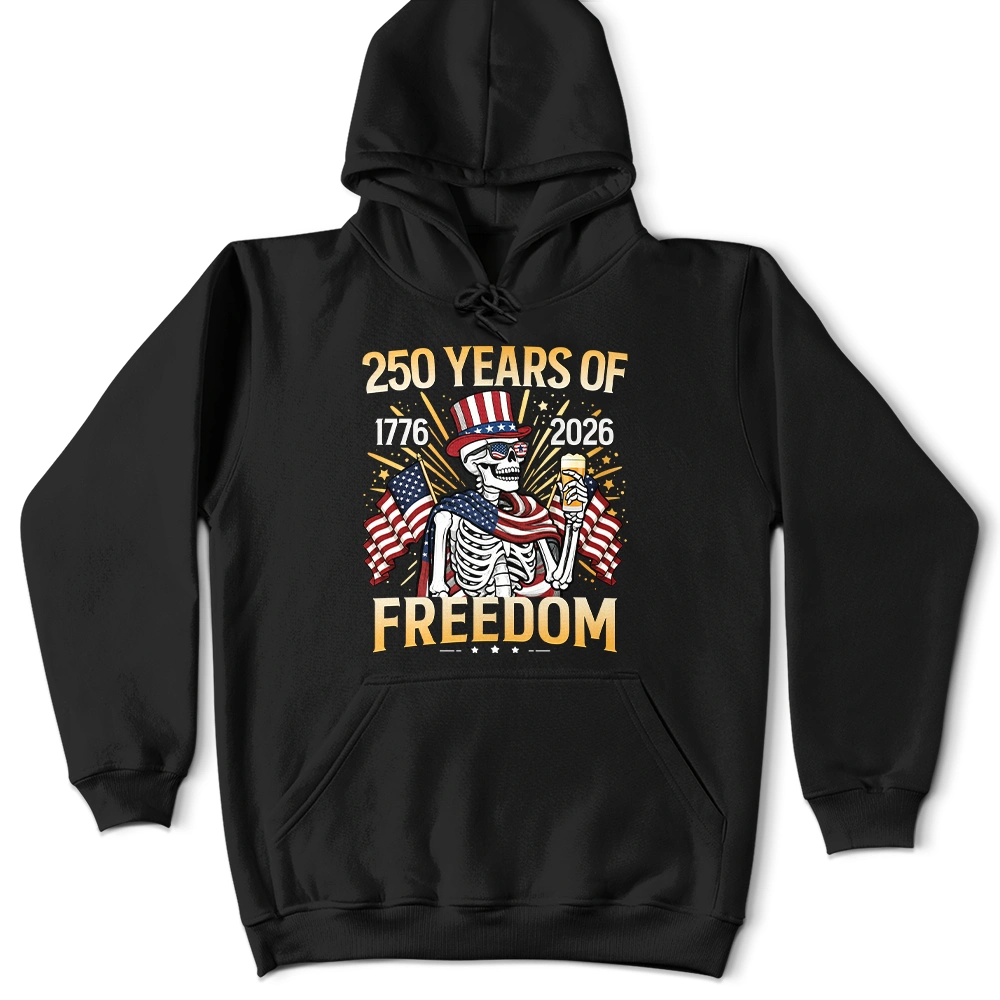 Gift For Yourself,Gift For Women,Gift For Men,Independence Day,America 250th,No Custom,Happy - America 250 Years Of Freedom Patriotic Skeleton - T Shirt