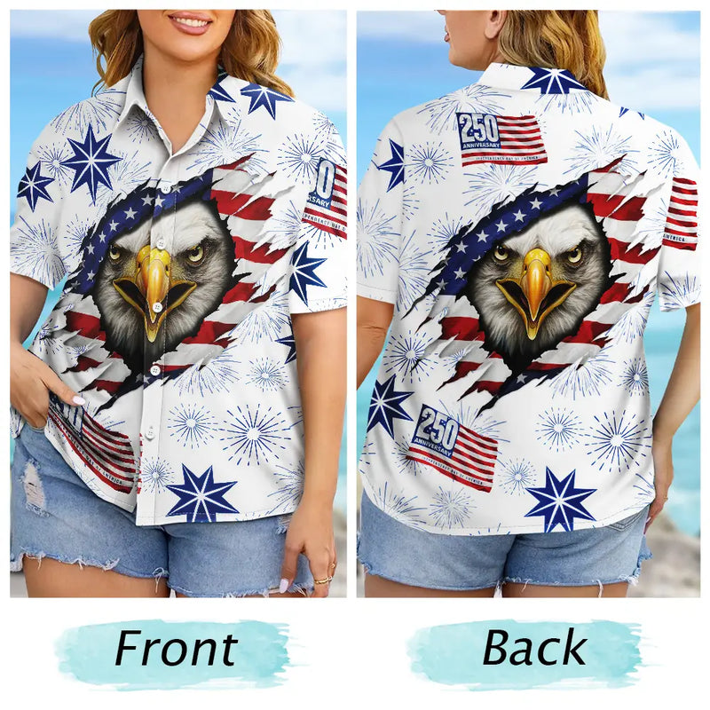 Gift For Yourself,Gift For Women,Gift For Men,Independence Day,America 250th,Happy,No Custom - America 250 Years Patriotic Eagle Breaks Free - Hawaiian Shirt