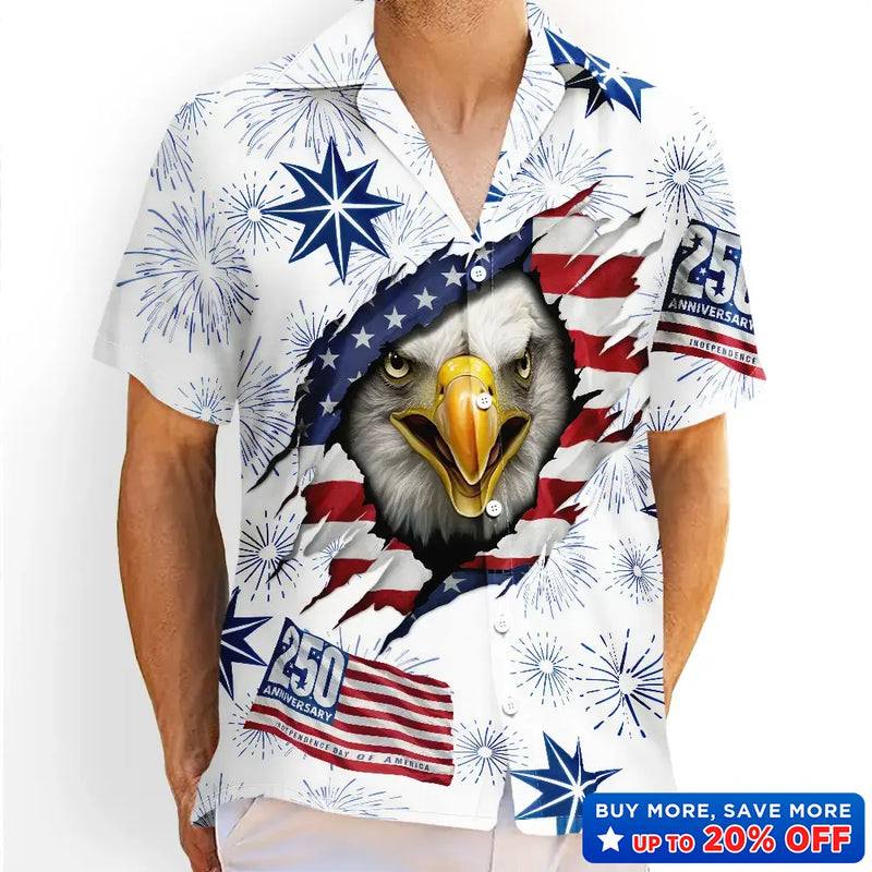 Gift For Yourself,Gift For Women,Gift For Men,Independence Day,America 250th,Happy,No Custom - America 250 Years Patriotic Eagle Breaks Free - Hawaiian Shirt