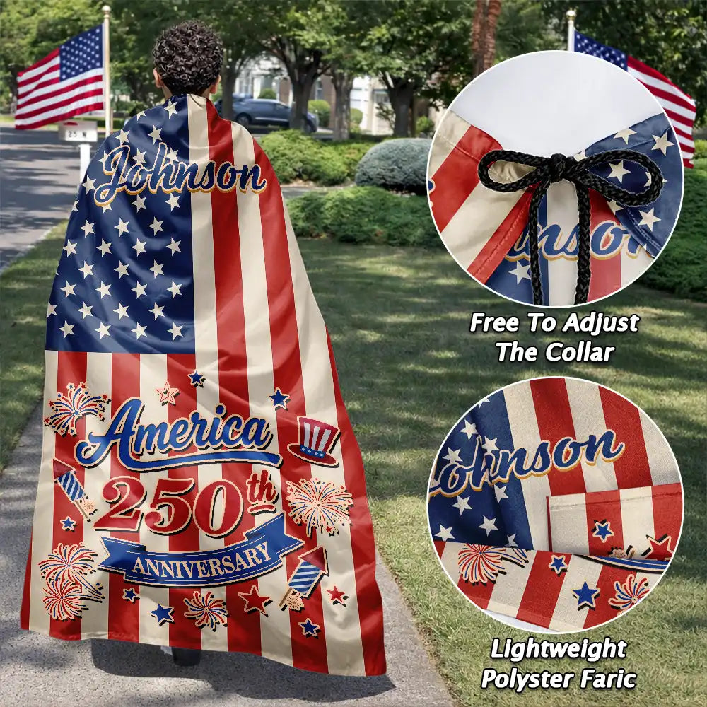 America 250th,Independence Day,Gift For Yourself,Proud,Custom Text - America 250th Anniversary - Personalized Costume Capea
