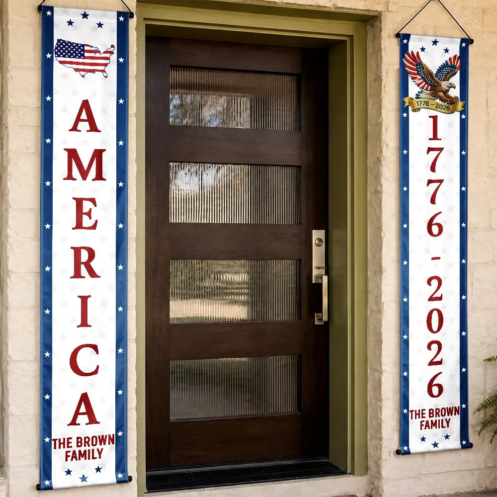 America 250th,Independence Day,Top Market,Family,Proud,Icon - America 250th Anniversary - Personalized Porch Banners