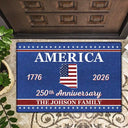 Gift For Couples,Gift For Husband,Gift For Wife,Gift For Boyfriend,Gift For Girlfriend,Parents,Gift For Yourself,Gift For Women,Gift For Men,Gift For Mother,Gift For Father,Gift For Daughter,Gift For Son,Family,Independence Day,America 250th,Happy - America 250th Anniversary Family With US State - Personalized Doormat