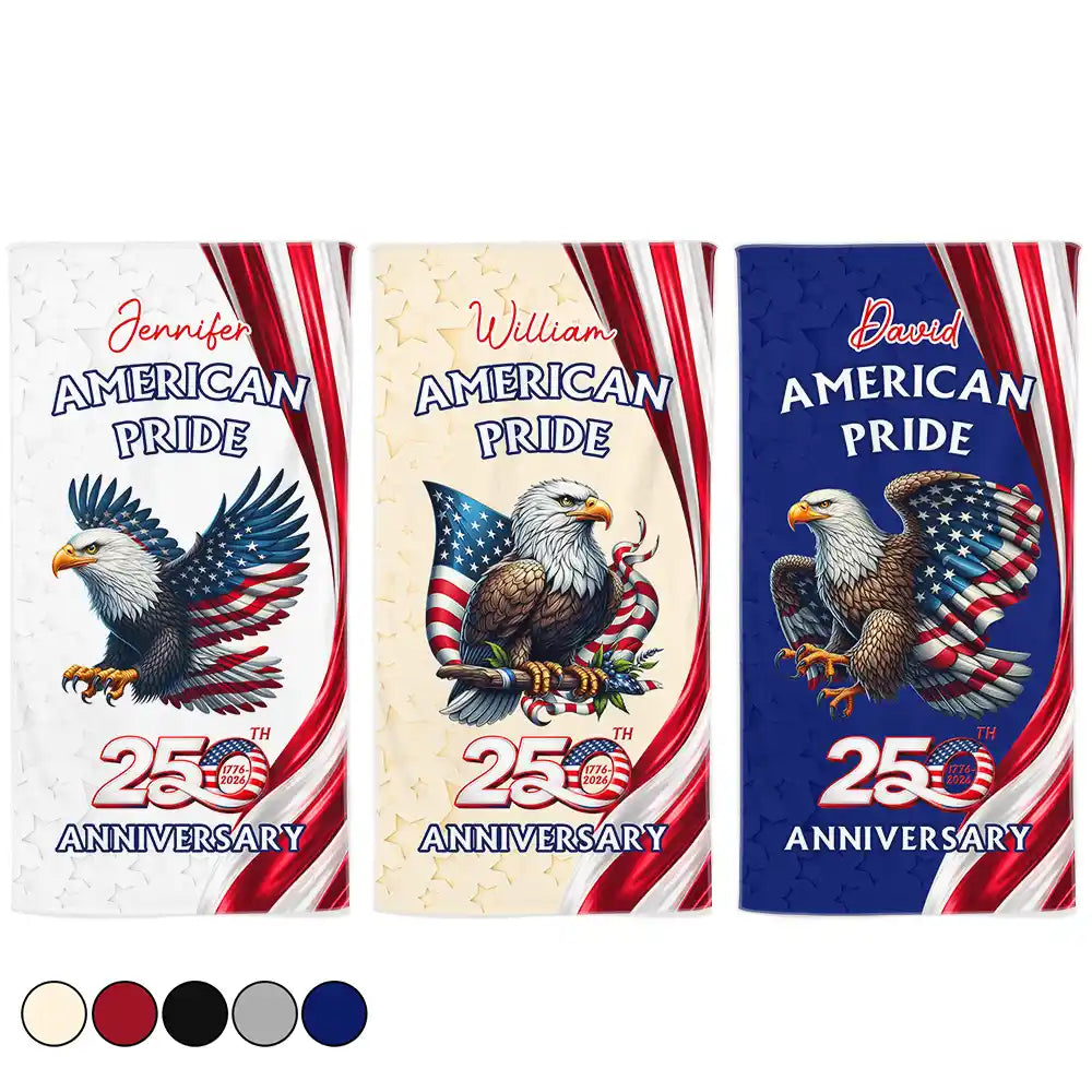 America 250th Anniversary US Pride Patriotic Eagle - Personalized Beach Towel