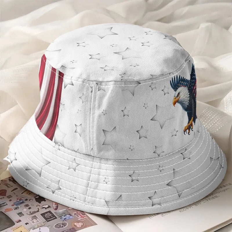 Independence Day,America 250th,Gift For Men,Icon,Proud - America 250th Anniversary US Pride Patriotic Eagle - Personalized Bucket Hat