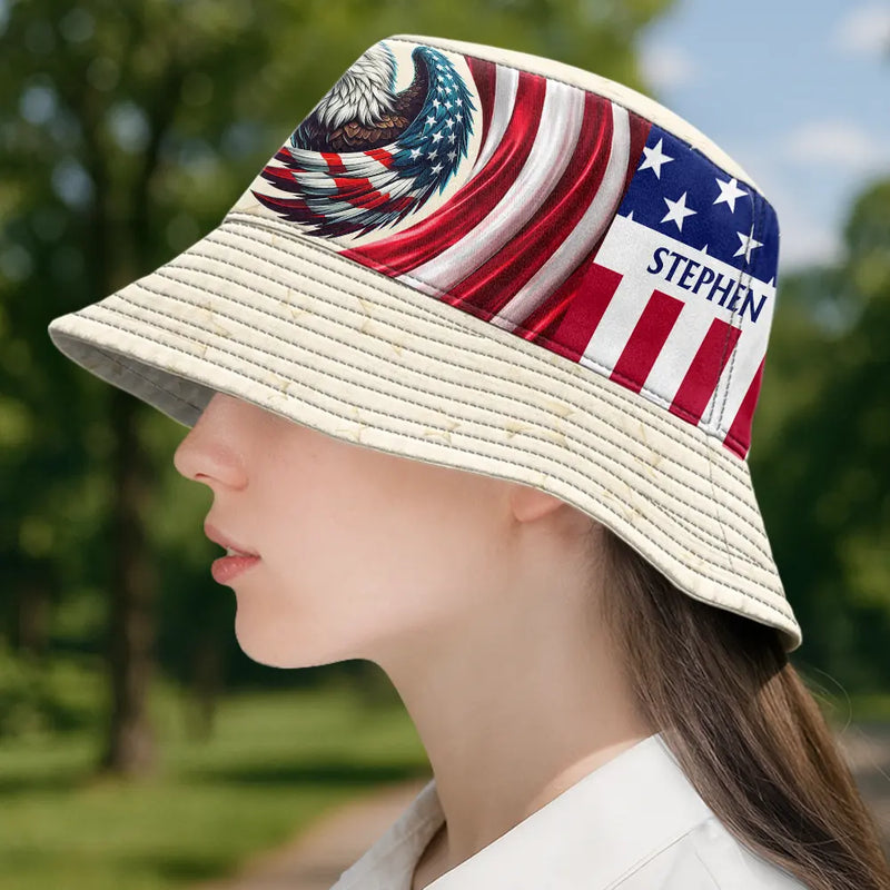 Independence Day,America 250th,Gift For Men,Icon,Proud - America 250th Anniversary US Pride Patriotic Eagle - Personalized Bucket Hat