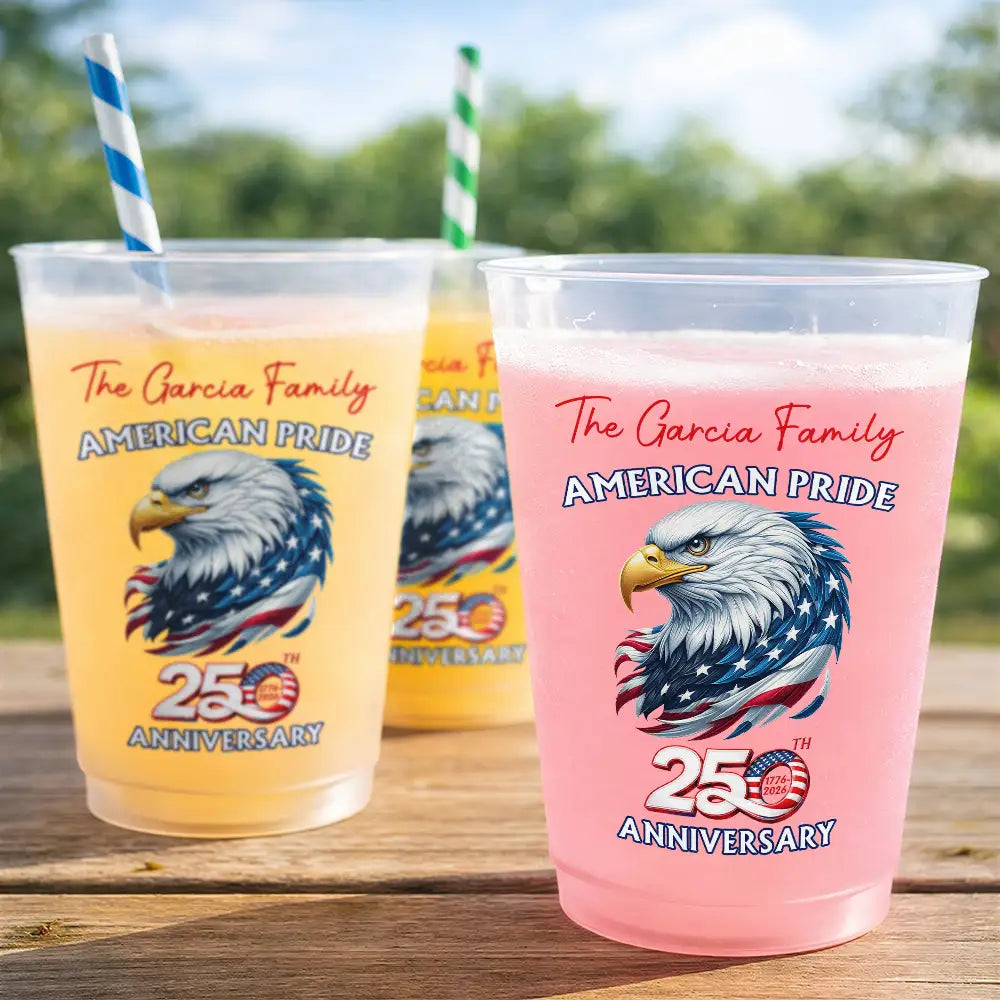 Independence Day,America 250th,Icon,Proud - America 250th Anniversary US Proud Patriotic Eagle - Personalized Frosted Cups